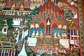 Bangkok Wat Arun - The wall murals inside the ubosot ordination hall illustrate the story of the last ten icarnation of Lord Buddha.  